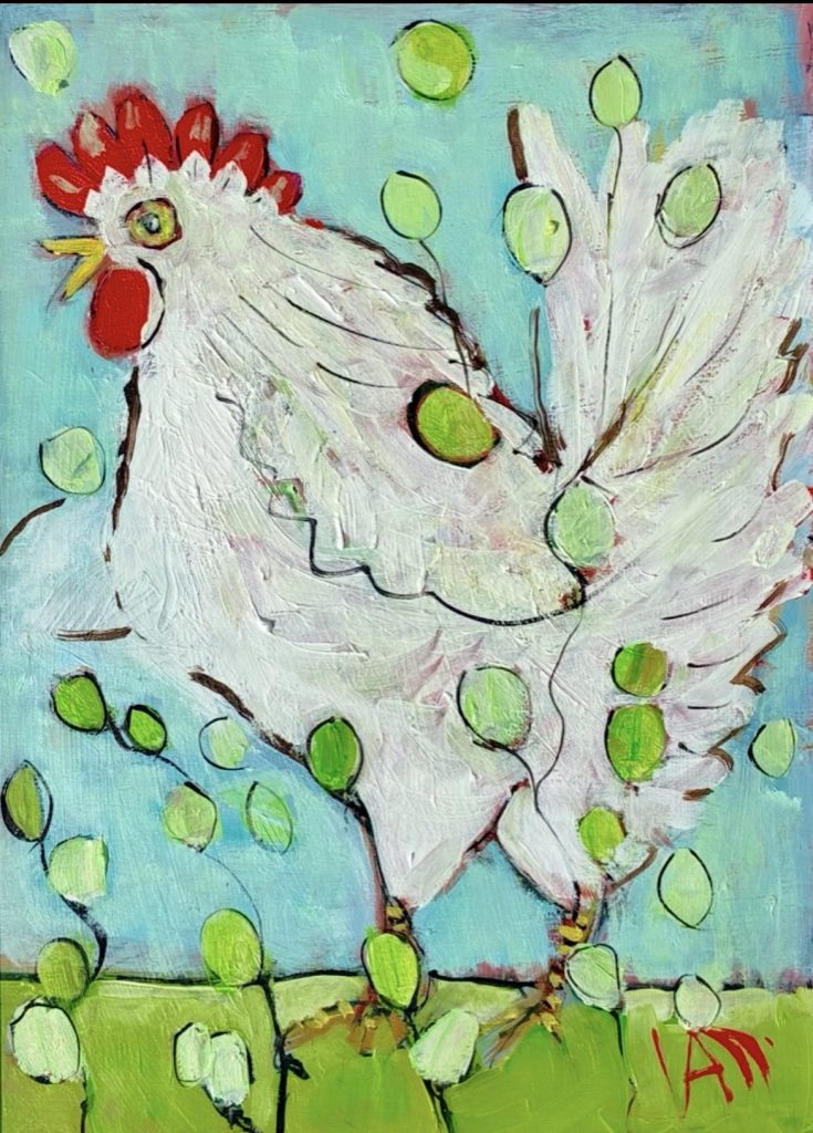happy hen - oil on canvas